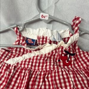 SO Red and White Checkered Dress with Cherry Detail
